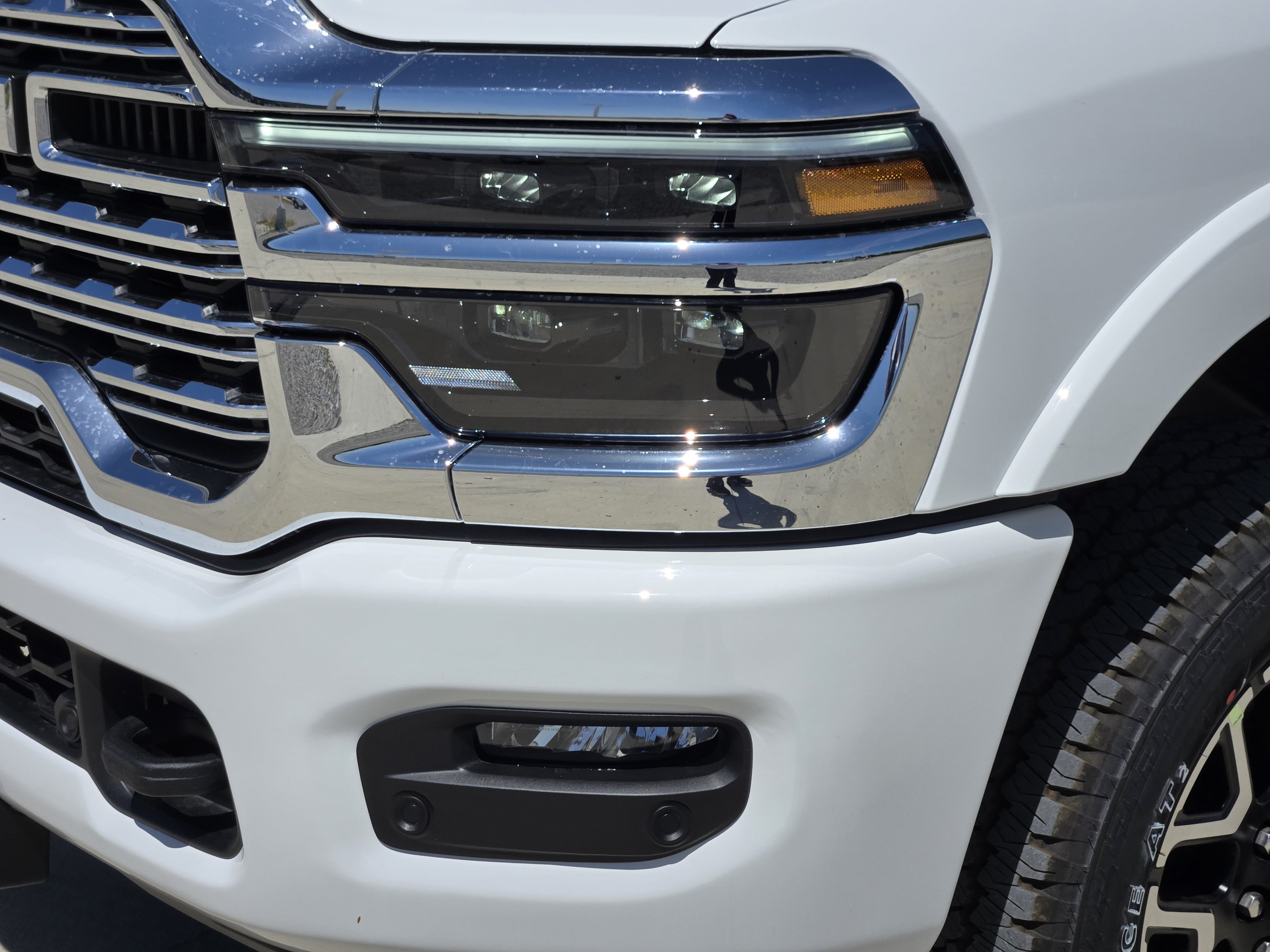 New 2026 Bright White Clear-Coat Exterior Paint RAM Limited Longhorn Mega Cab 4x4 8