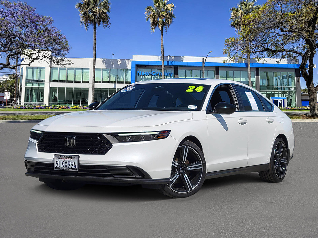 Platinum White Pearl 2024 Honda Accord Hybrid Sedan Front-Wheel Drive 1-Speed Dual Clutch
