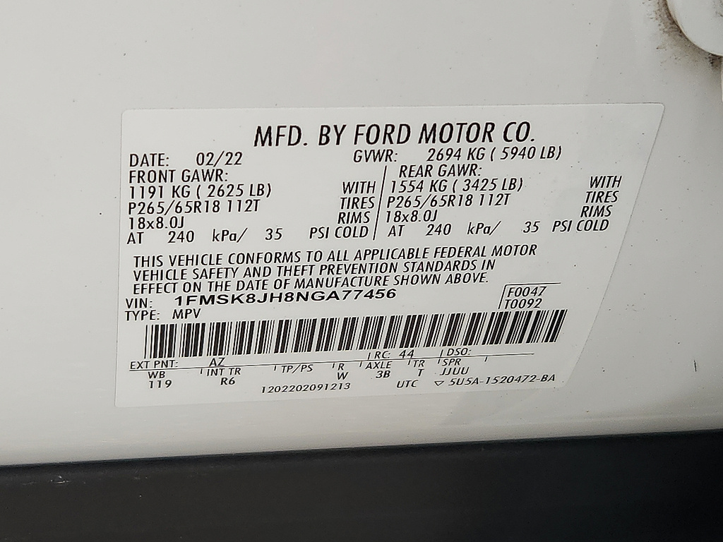 2022 Ford Explorer Timberline Star White Metallic Tri-Coat at Lake View Ford