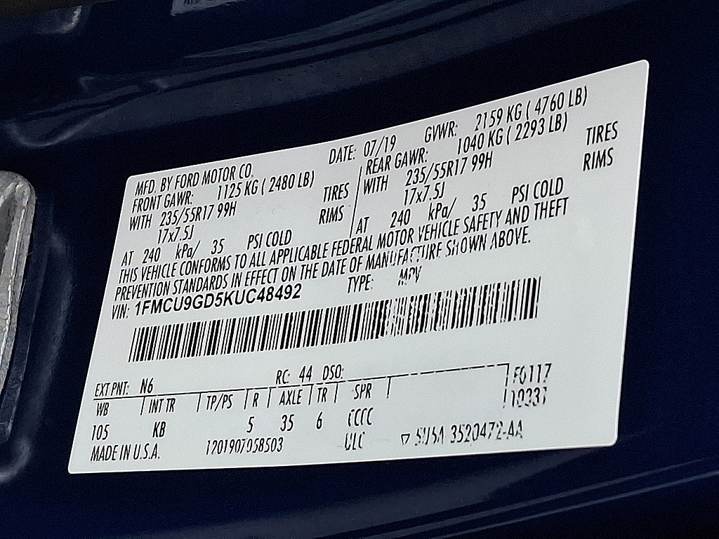 2019 Ford Escape SE Lightning Blue at Altoona Honda