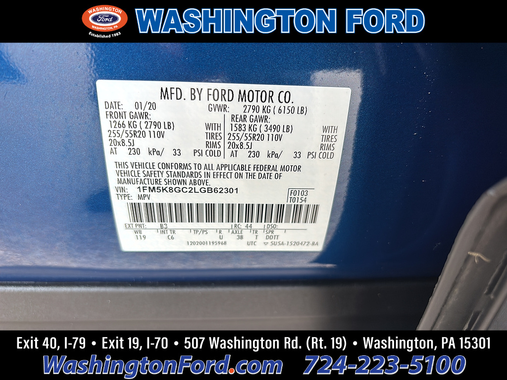 2020 Ford Explorer ST Atlas Blue at Washington Ford