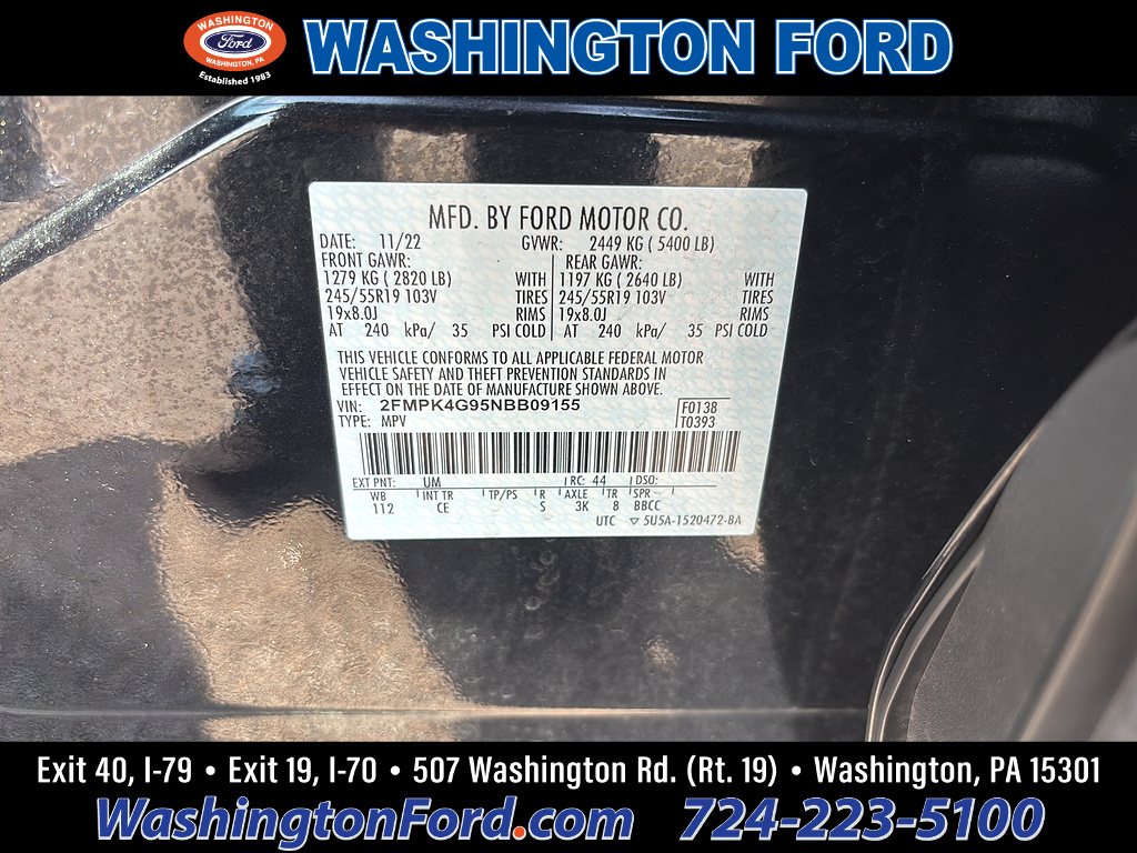 2022 Ford Edge SE Agate Black at Washington Ford