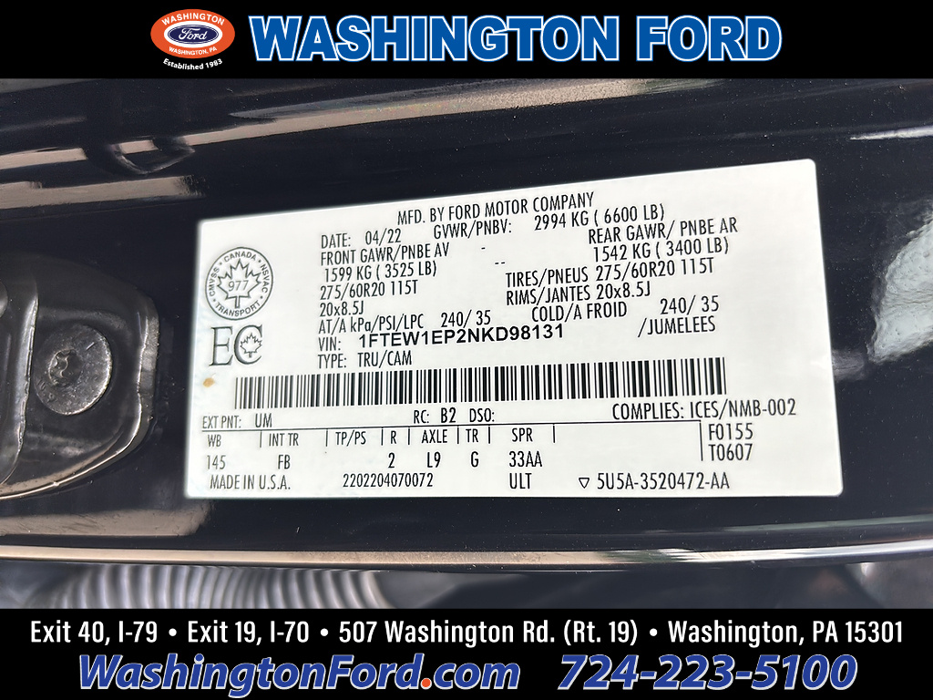 2022 Ford F-150 XLT Agate Black at Woltz & Wind Ford