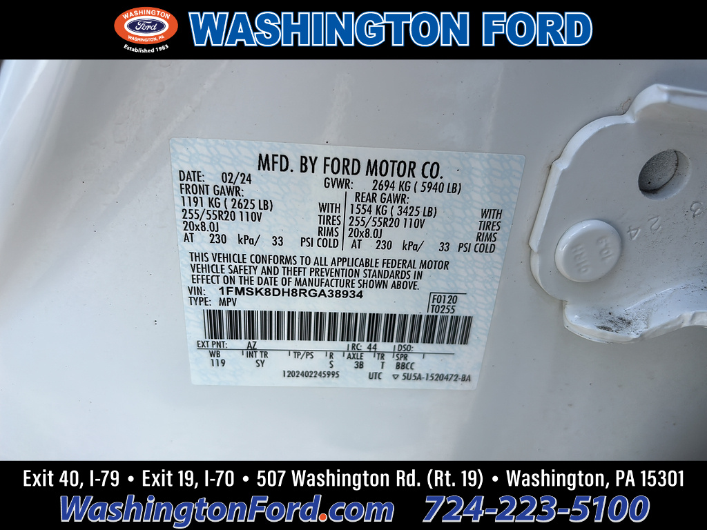 2024 Ford Explorer XLT Star White Metallic Tri-Coat at Lake View Ford