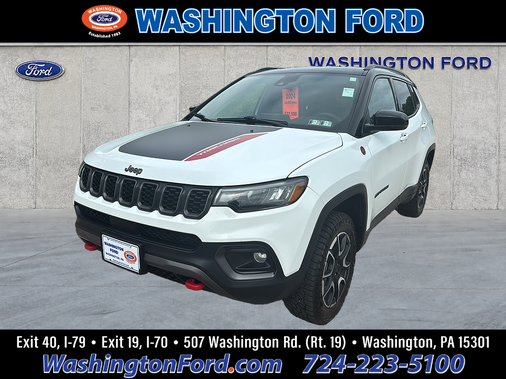 2024 Jeep Compass Trailhawk Bright White Clear Coat at Three Rivers CJD