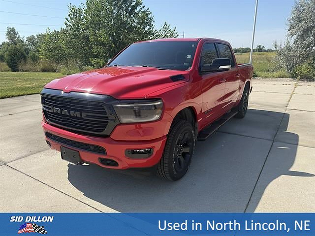 Flame Red Clear Coat 2021 RAM 1500 Pickup Truck Four-Wheel Drive 8-Speed Automatic